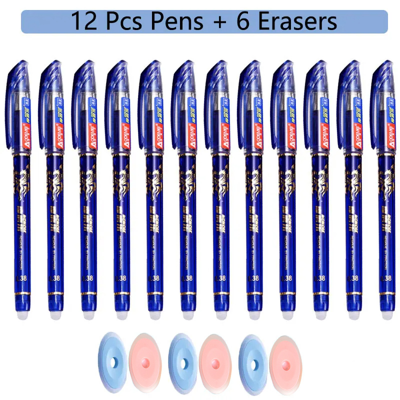 100 unids/set Kawaii recarga borrable bolígrafos borrables bolígrafo de Gel boceto escritura papelería para cuaderno útiles escolares lindo lápiz para niños: green