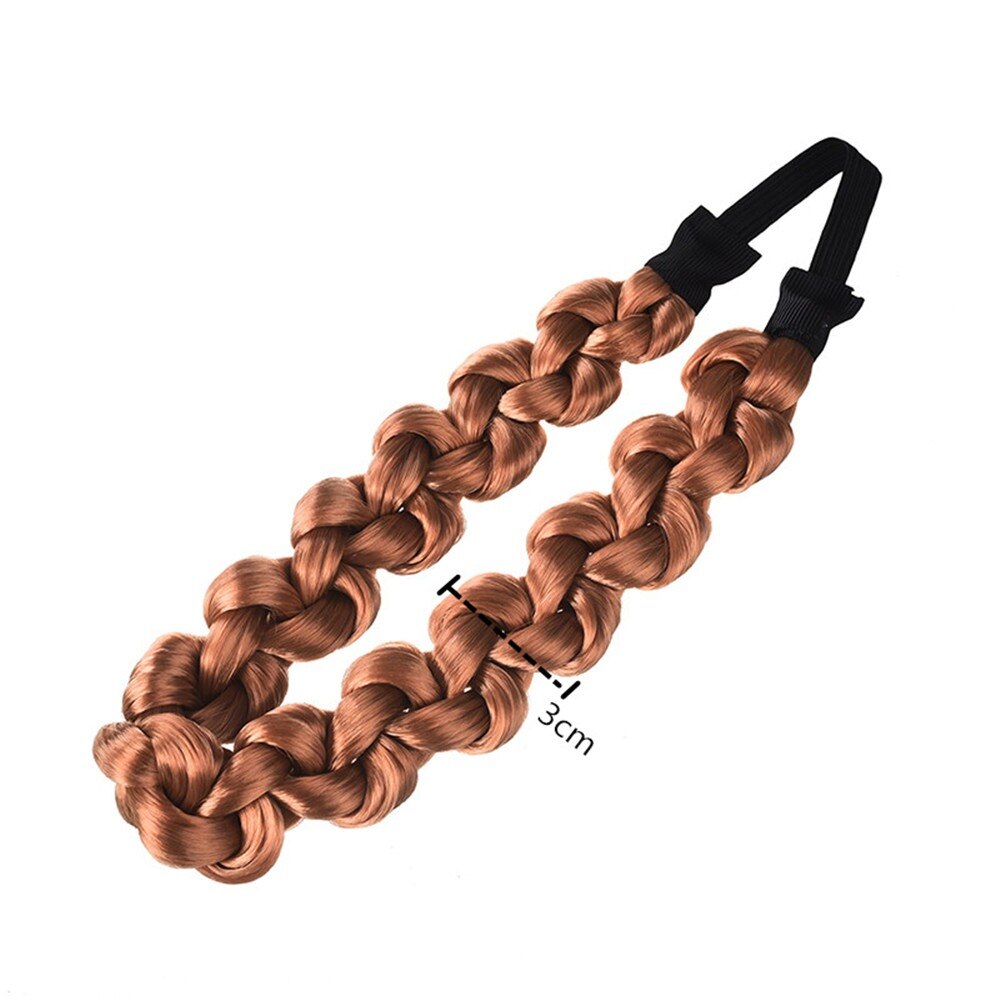 Syntetisk paryk twist hårbånd fletninger hårtilbehør kvinder boheme fletning elastisk pandebånd stretch bandana: Brun