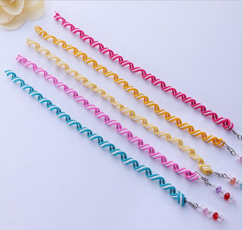 12 stuks meisje spiraal kronkelende kralen regenboog kapsel kinderen rond het haar stok DIY disk haar krullen haar accessoires