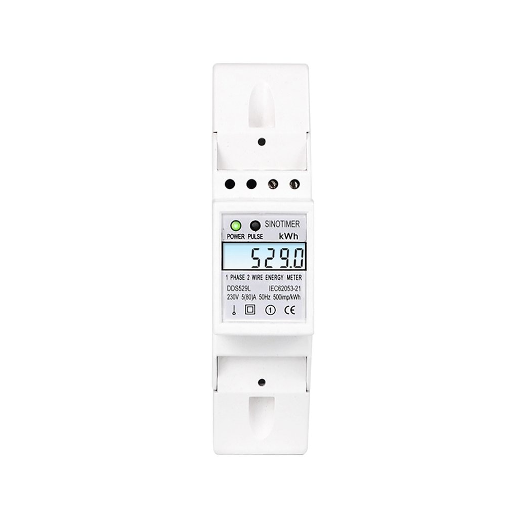 Residential 2 Wire Single Phase Din Rail Energy Meter Electric KWH Meter With Backlight AC 230V 5-80A For Saving Power Energy