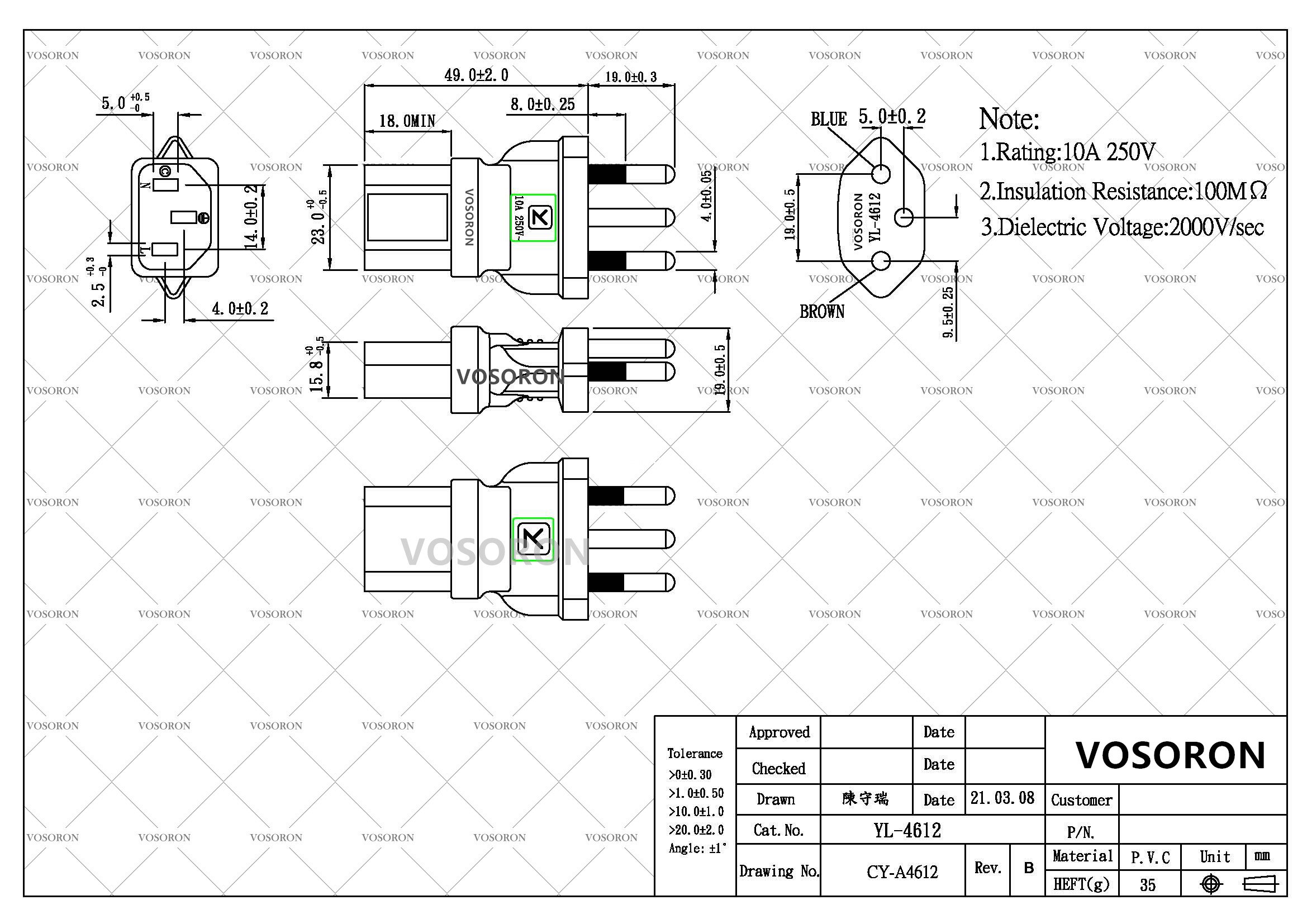 SEV1011 Swiss AC power cable plug adapter with IEC 320 C13 female socket for PC Computer Monitor 3D Printer TV
