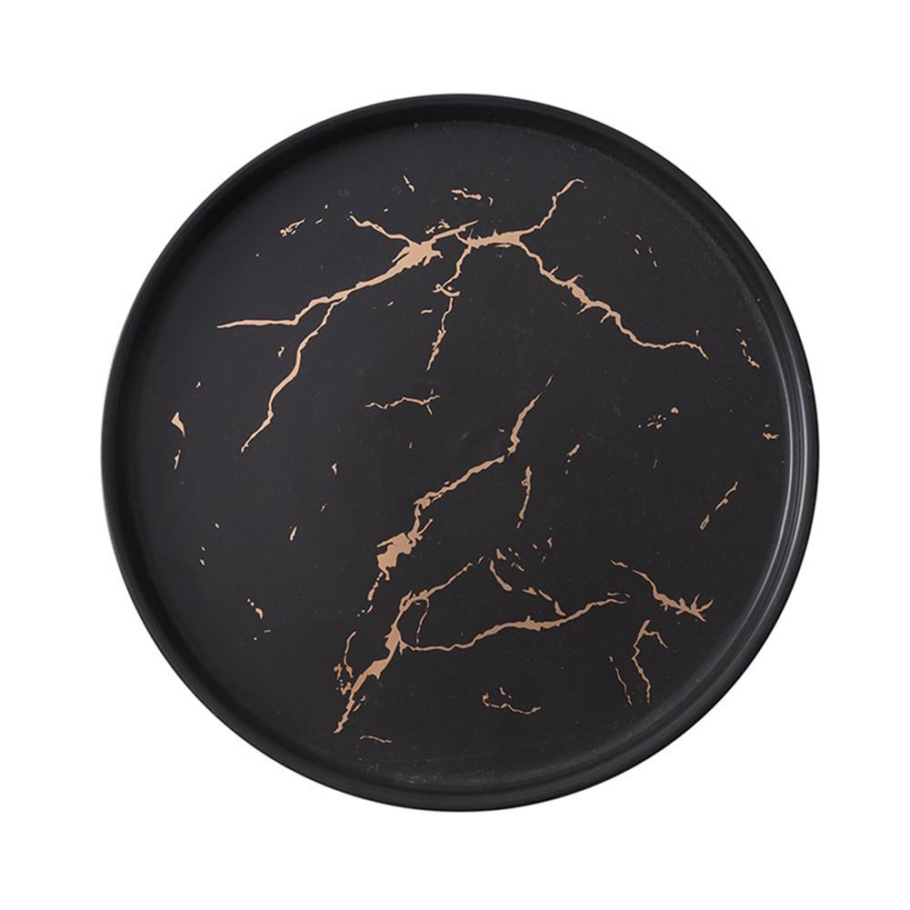 Vaisselle en céramique de Style scandinave | Assiette en marbre, décoration de bureau assiette à Steak de l'ouest, accessoires de tir, décor d'assiette à déjeuner: Black