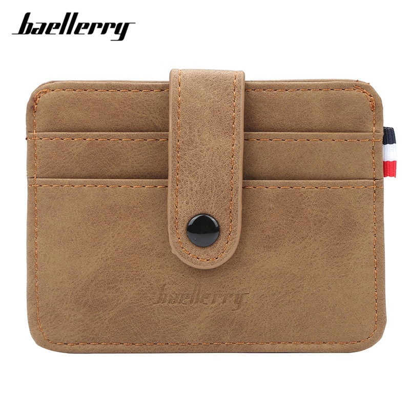 Baellerry – porte-cartes très fin en cuir mat pour hommes, petit porte-cartes de de styliste, Vintage, étui pour cartes de crédit