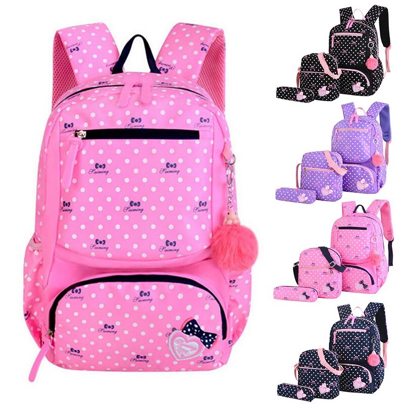 3 Pcs Afdrukken Schooltas Voor Kinderen Kids School School Rugzakken Voor Meisjes Tiener Roze Paars Bagpack