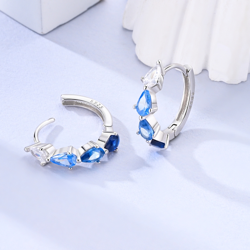 925 Sterling Silver Zirconium Hoop Earrings For Women Jewelry Anniversary Wedding Making Jewelry
