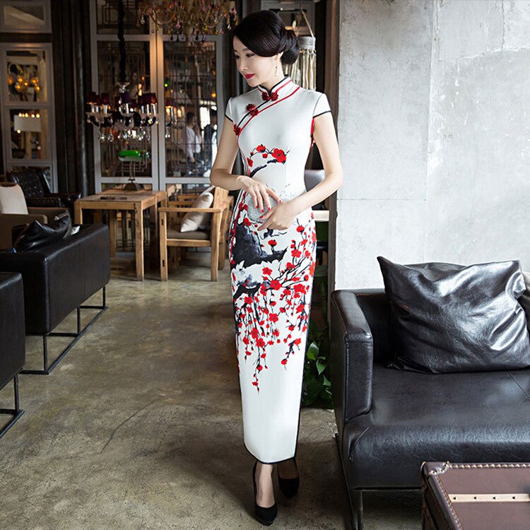 Vestido longo chinês tradicional feminino, vestido vintage cheongsam para mulheres, festa, vestido de noiva 2020
