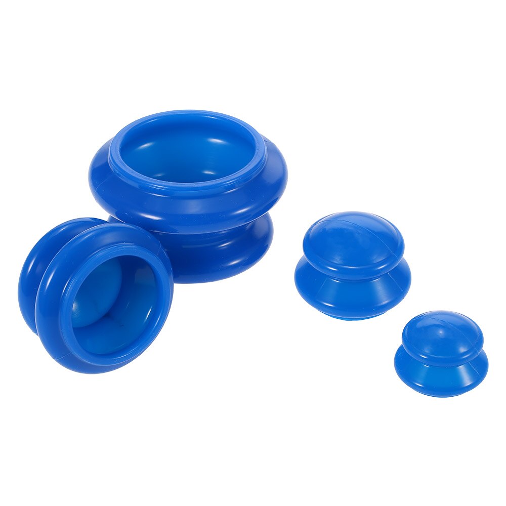 4 stuks siliconen vacuümmassagecups vochtabsorberend anti-cellulitis gezichts- en lichaamsmassager spiertherapiecupset 4 maten: Blauw