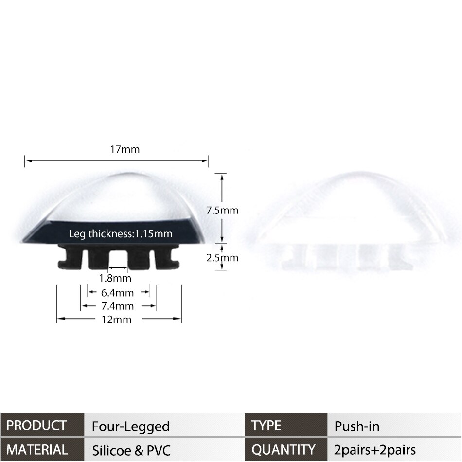 Push-in Glasses Nose Pads Soft Silicone Eyeglasses Nose Piece Anti-Slip Snap-in Nose Bridge Pads for Eye Glasses Sunglasses: Four-legged(Mix)