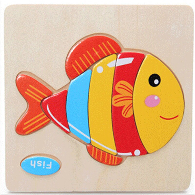 holz 3D Puzzle Puzzle Holz Spielzeug Für Kinder Cartoon Tier Puzzles Intelligenz Kinder Kinder Pädagogisches Spielzeug: Fish