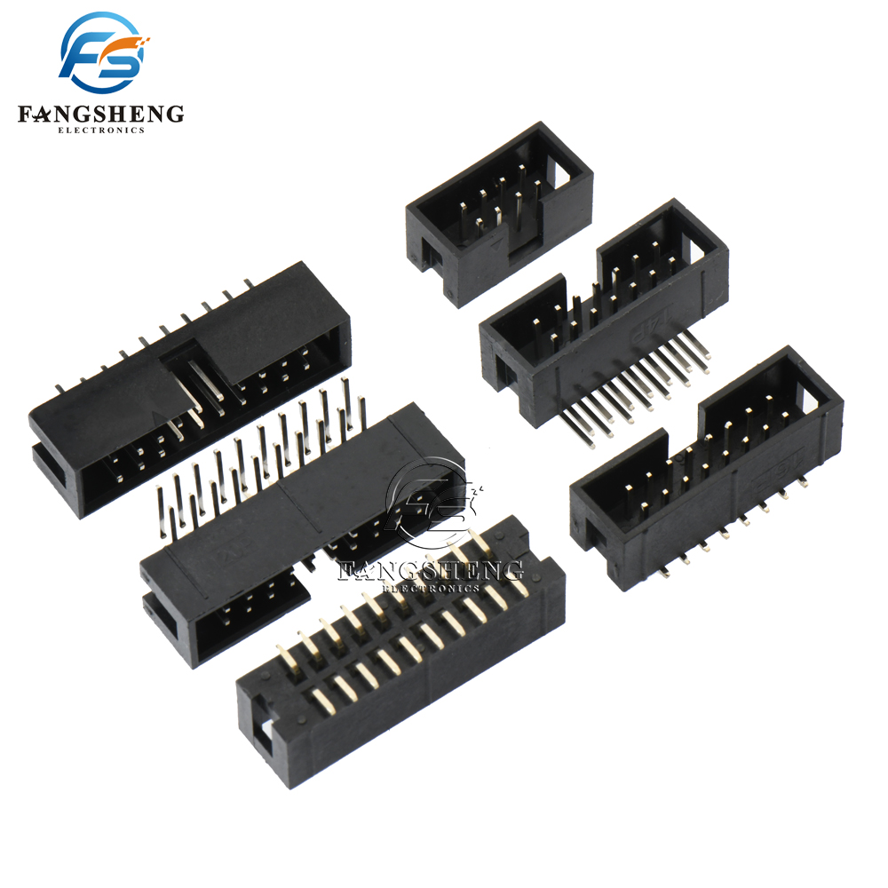 10Pcs DIP/SMT 6/10/26/34/40Pin 1.27mm Pitch Male Socket Straight Idc Box Headers Pcb Connector Double Row 10p/20p/50p Dc3 Header