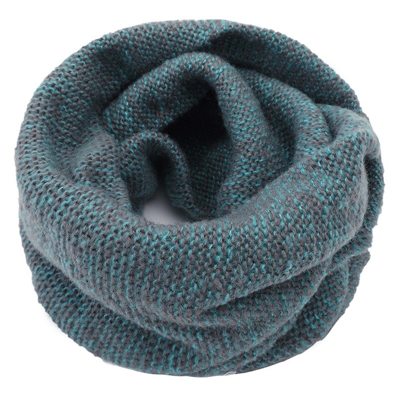 Women Men Knitted Snood Scarf Infinity Scarves Autumn Winter Warm Comfortable 2 Circle Ring Scarf Luxury Brand Neck Scarves: Lake blue