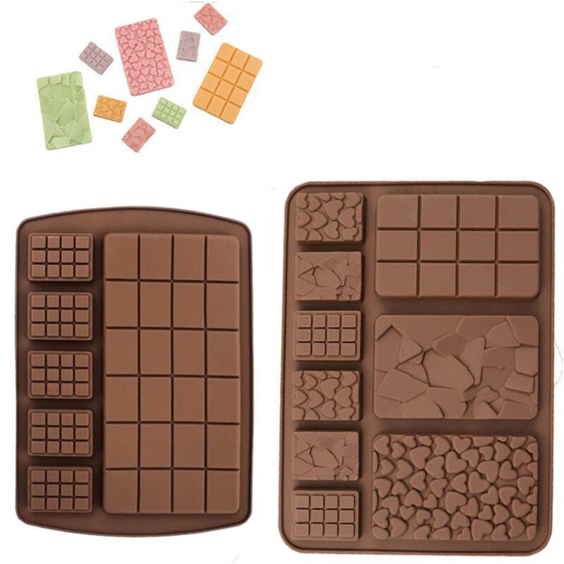 6 Cavity/9 Holte Silicon Mould Chocolade Plaat Diy Siliconen Mallen Koekjes Wafel Mold Set Voor Bakken
