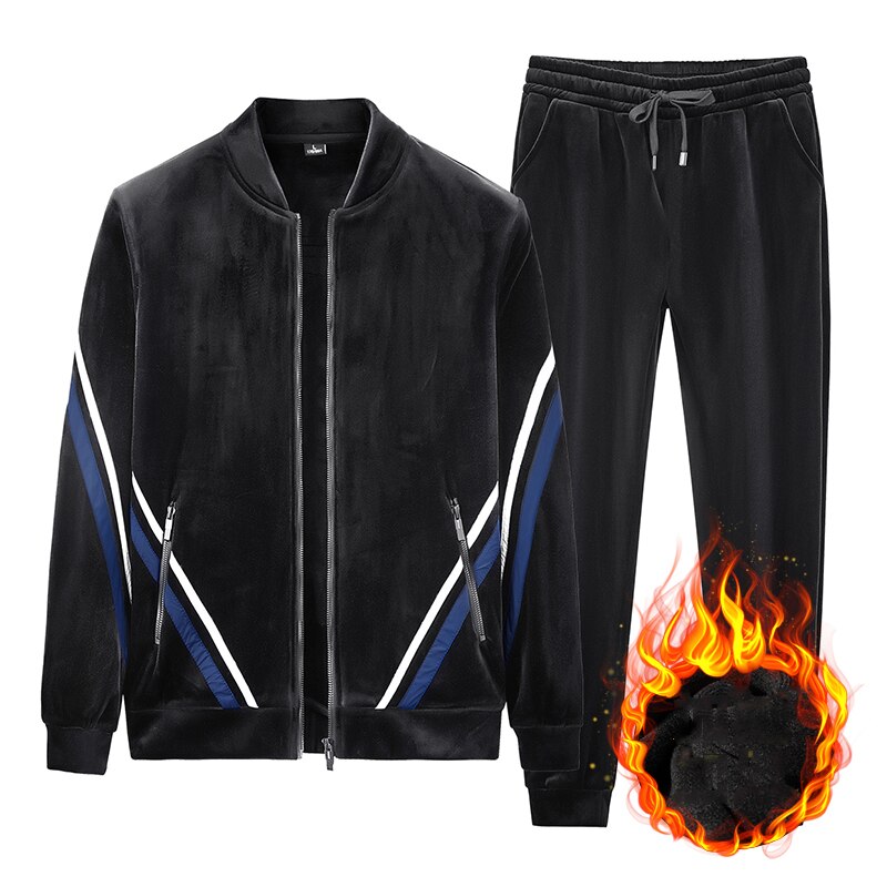 Winter lässig Anzug herren Anzug Baseball Kragen Strickjacke zur Seite fahren Anzug doppelseitige Gold Samt Plus Samt Jacke