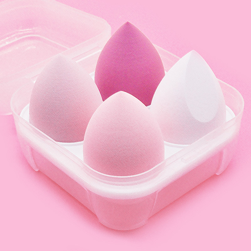 Éponge de maquillage bouffante de poudre, 4 pièces, sèche et humide, boule cosmétique de beauté, fond de teint, bouffante de poudre, coupe biseautée, outils