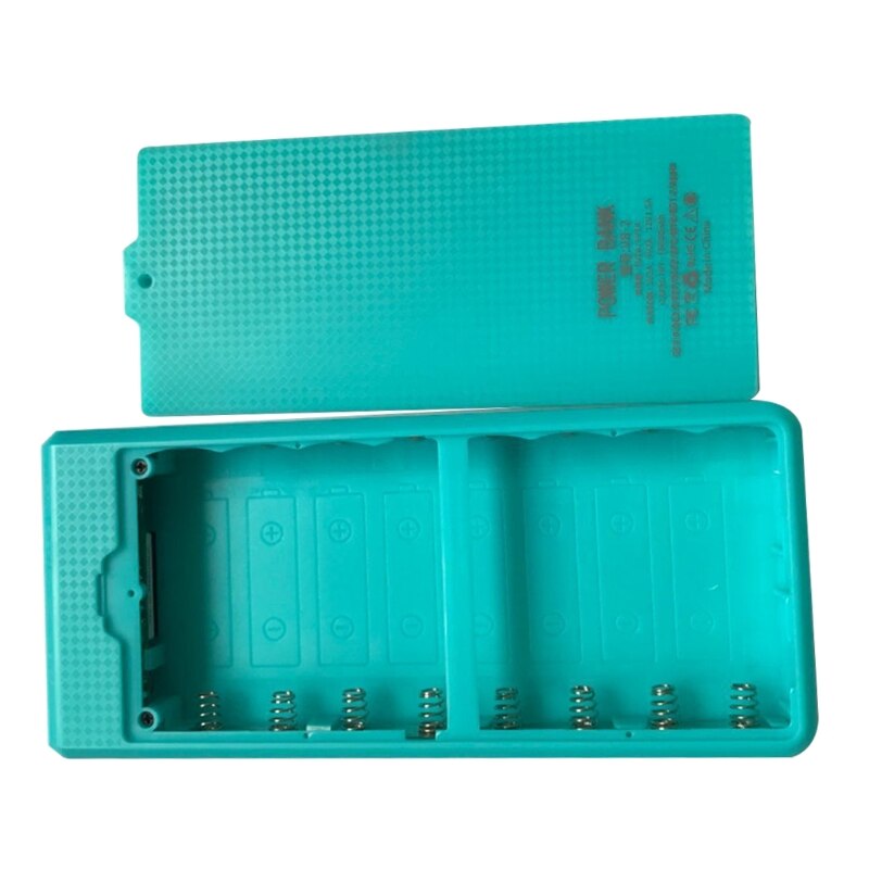 Robustes, abnehmbares gehäuse mit  qc3.0 dual-usb-anschlüssen, lcd-display, 8 x 18650 akkus, powerbank-gehäuse, tragbare externe box ohne akku: Blau