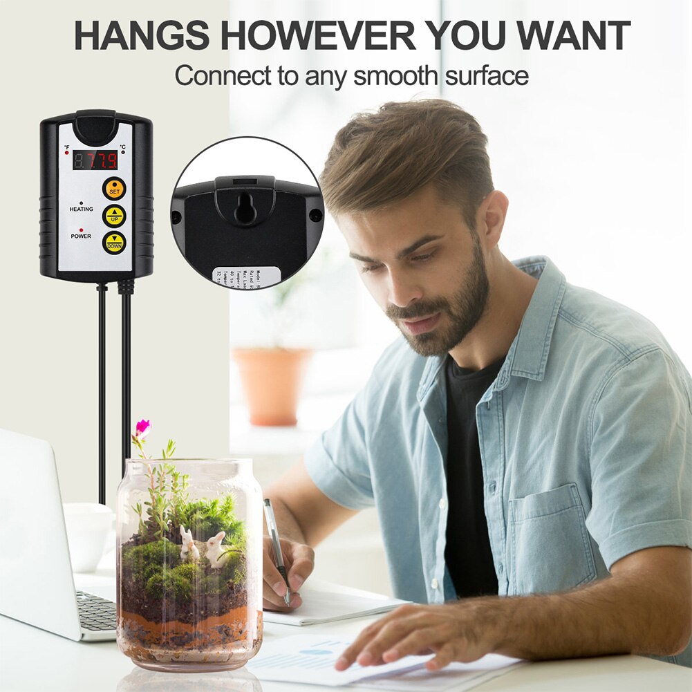 US Plug Brewing Reptile Digital Display Regulator For Plants Seed Germination Heat Mat Temperature Control Thermostat Controller