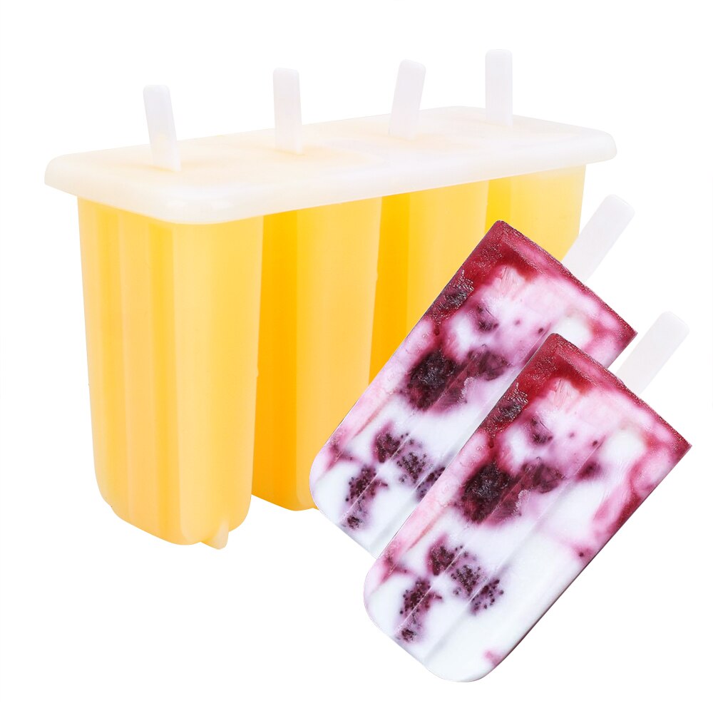 4 Cavity DIY Ice Cream Mould Popsicle Maker Dessert Mold Ice Cream Tool Ice Cream Mold Tray With Popsicle