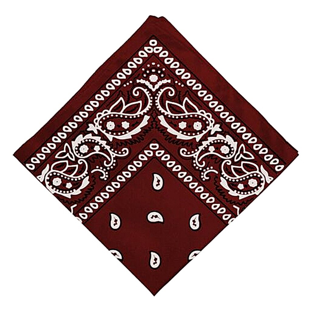 100% Cotton Paisley Cowboy Bandana Scarf Hip Hop Men Women Head Wrap Neck Wristband Handkerchief Sports Headwear: Wine Red