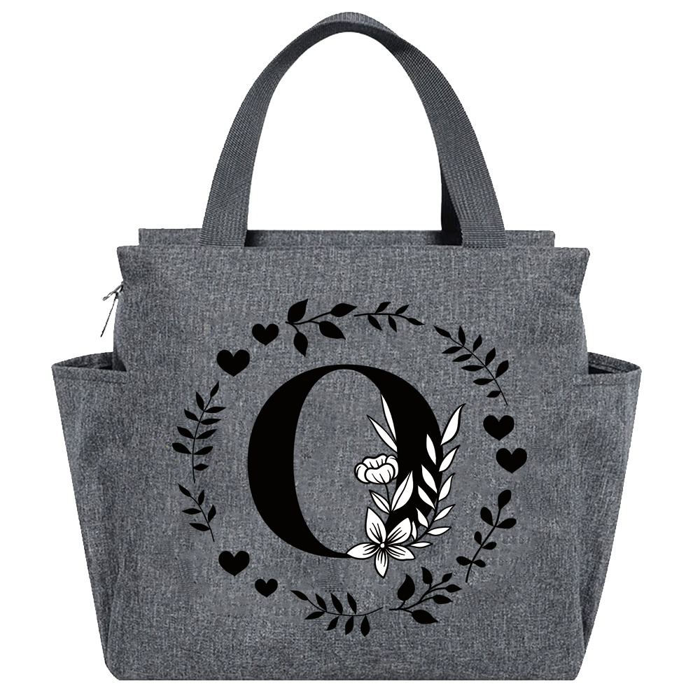 Lunch Bag Aesthetic Thermal Bag Grey Color Pocket Cute Sweet Garland Letter Series Printing Tote Food Storage Bag Convenient Kid: Pink