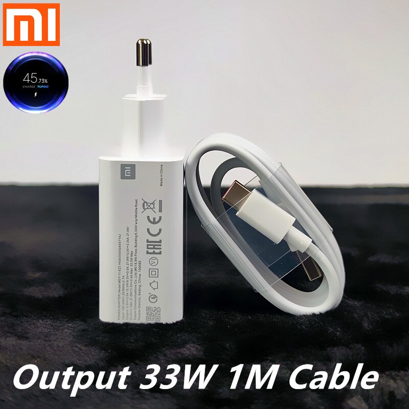 33W Charger Xiaomi Original Fast Turbo charge adapter usb type c cable for mi 10 11 9t pro Redmi note 9 10 pro K40 30 POCO X3: 33W EU 1M cable