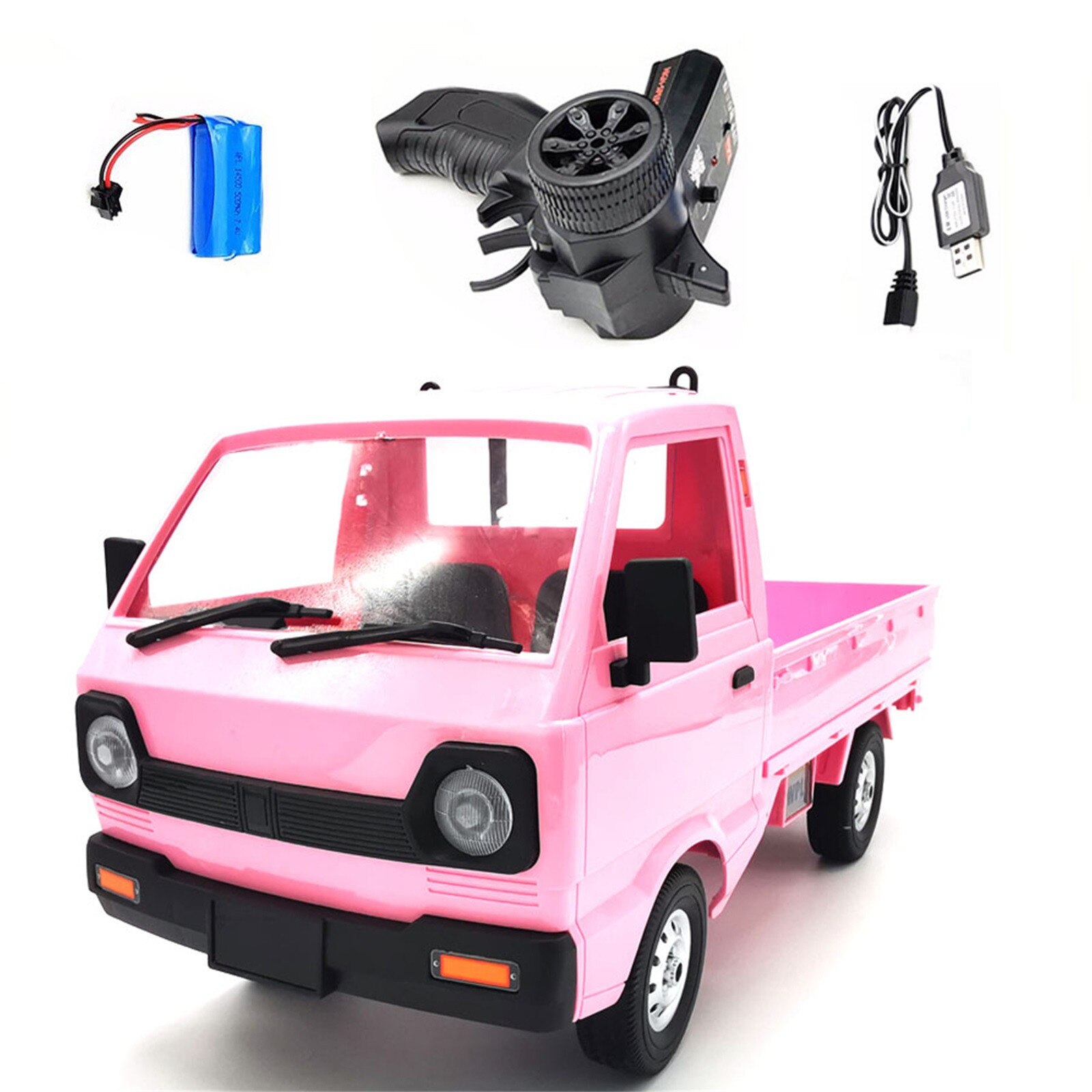 1pc Wpl D12 Rc Lkw 1:10 2wd Simulation Lkw Gebürstet Klettern LED Licht Auf-straße Elektrische Hobby Auto spielzeug Für Jungen freundlicher Erwachsene # HG: Rosa