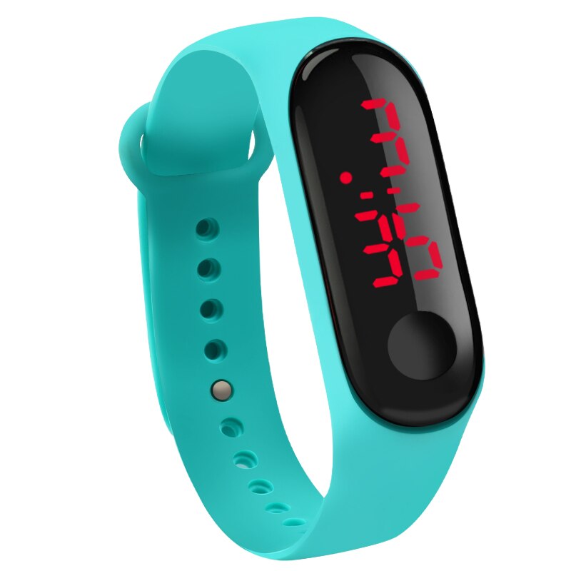 10 farben berühren LED Anzeige Datum Digital-Sport lässig Silikon Gurt Männer Frauen Armbinde freundlicher Armbinde Uhr Uhr: Himmel Blau