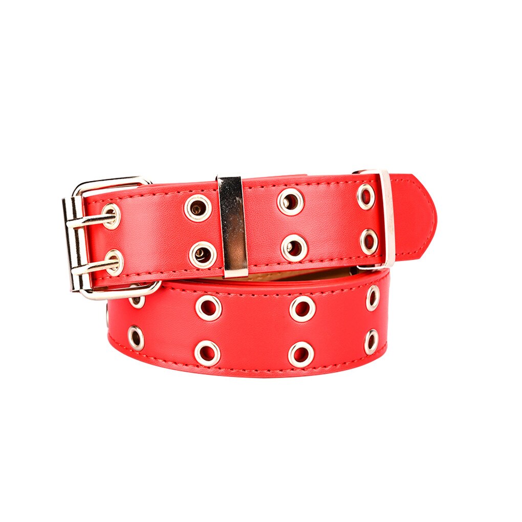 Women Punk Chain Belt Adjustable Double Row Hole Eyelet Waistband with Eyelet Chain Decorative Belts: 01