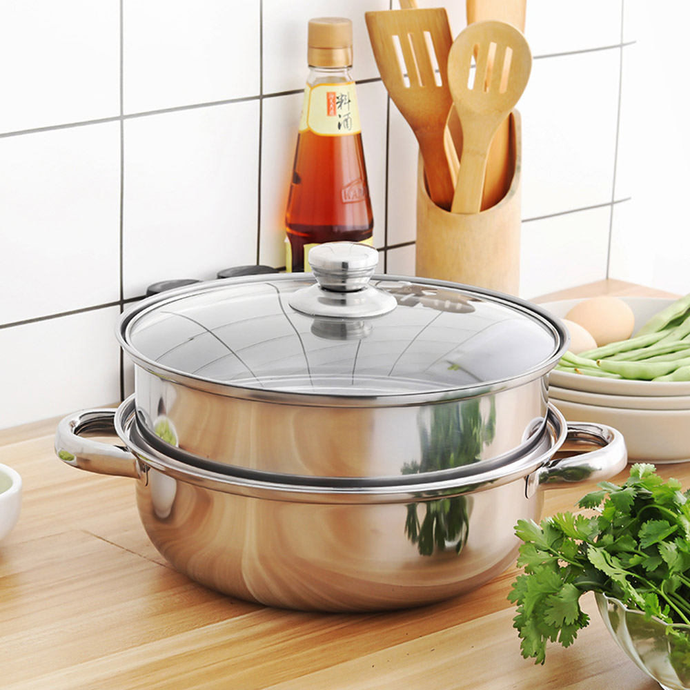 Edelstahl Dampfer Topf Dicke Doppel Schicht Suppe Topf Doppel-ohr Dampf Herde Cookerware Töpfe für Induktion Herde Gas Herde
