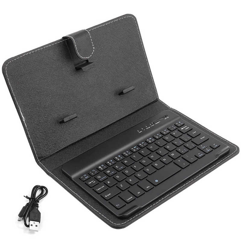 Universal Wireless Bluetooth Keyboard Flip Case Cover Met Stand Voor Ios/Android Telefoons: Black