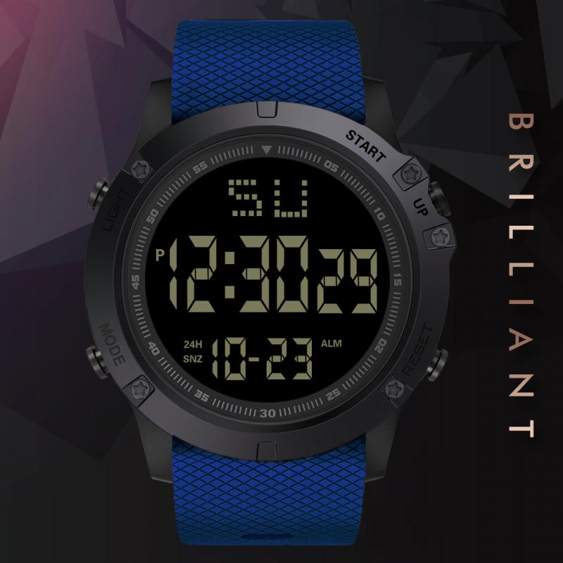 HONHX-reloj electrónico resistente al agua, multifunción, LED, pantalla grande negra, cronómetro Digital, despertador, reloj de pulsera deportivo con fecha