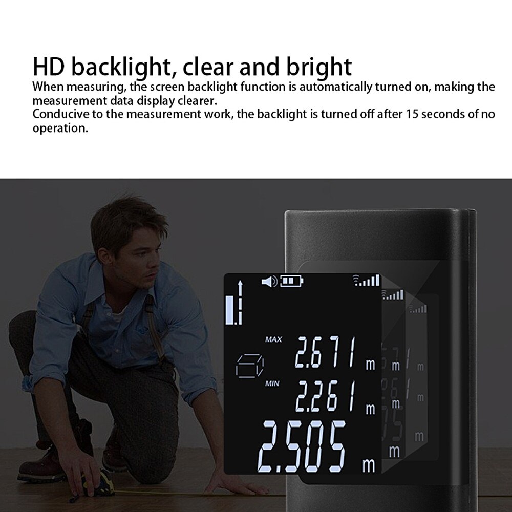 40M Smart Handheld Rangefinder Digital Mini Distance Measuring Meter Portable USB Charging Electronic Space Measurement Device