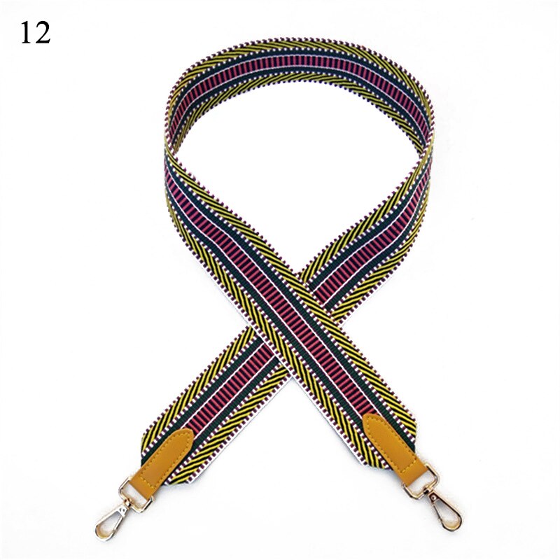 Mode Streep Vrouwen Handtas Handvat Schoudertas Riem Multicolor Etnische Stijl Gouden Gesp Zak Riem Tas Accessoires 105cm