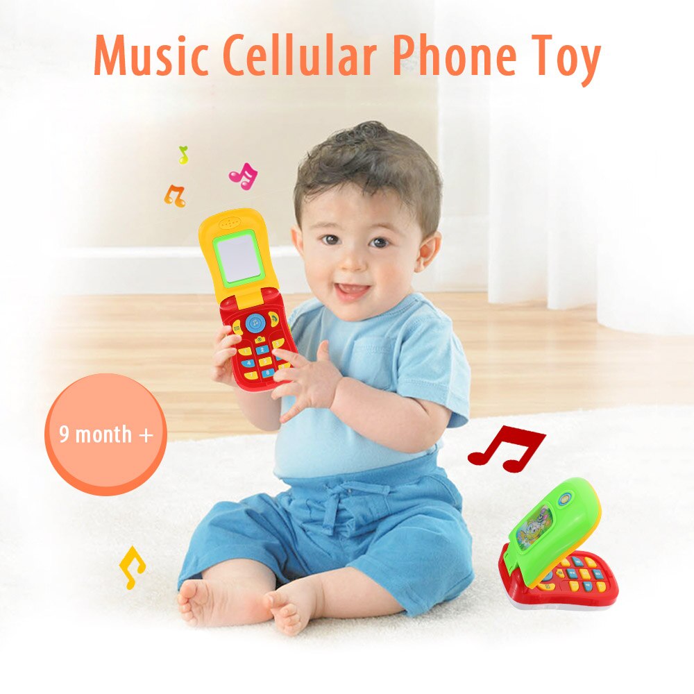 Baby Muziek Mobiele Telefoon Speelgoed Mobiele Telefoon Flip Diary Case Cover Muzikale Mobiel Educatief Speelgoed Met Verlichting En Een Spiegel