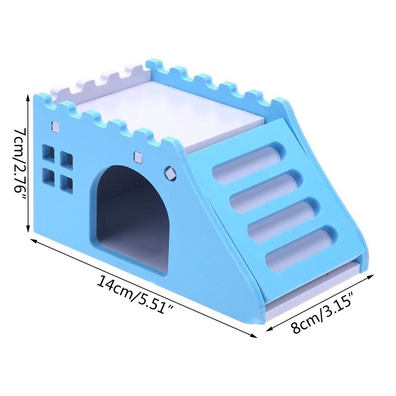 Hamster Climbing House Cute City Wall Shape Small Pet Wooden Hideout Rotatable Ladder Door Cage Decor for Small Hamsters