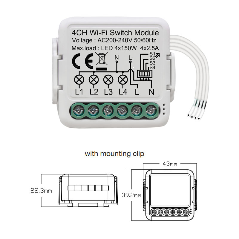 Lonsonho Tuya Smart Life WiFi Smart Light Switch Module Relay 1 2 3 4 Gang Wireless Remote Control Alexa Google Home Compatible
