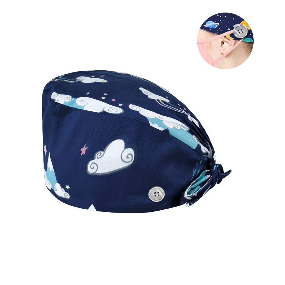 Gorros quirúrgicos unisex, gorras para sala de operaciones, enfermeras, animales de compañía veterinaria, salones de belleza, ojos, hospital, clínica, botones: Buttons12116
