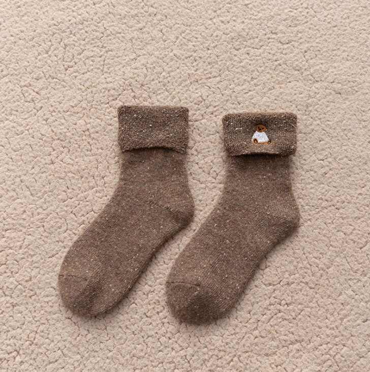 Thicken Winter Warm Wool Socks Women Japanese Style Solid Color Towel Christmas Socks for Ladies 102402: 12