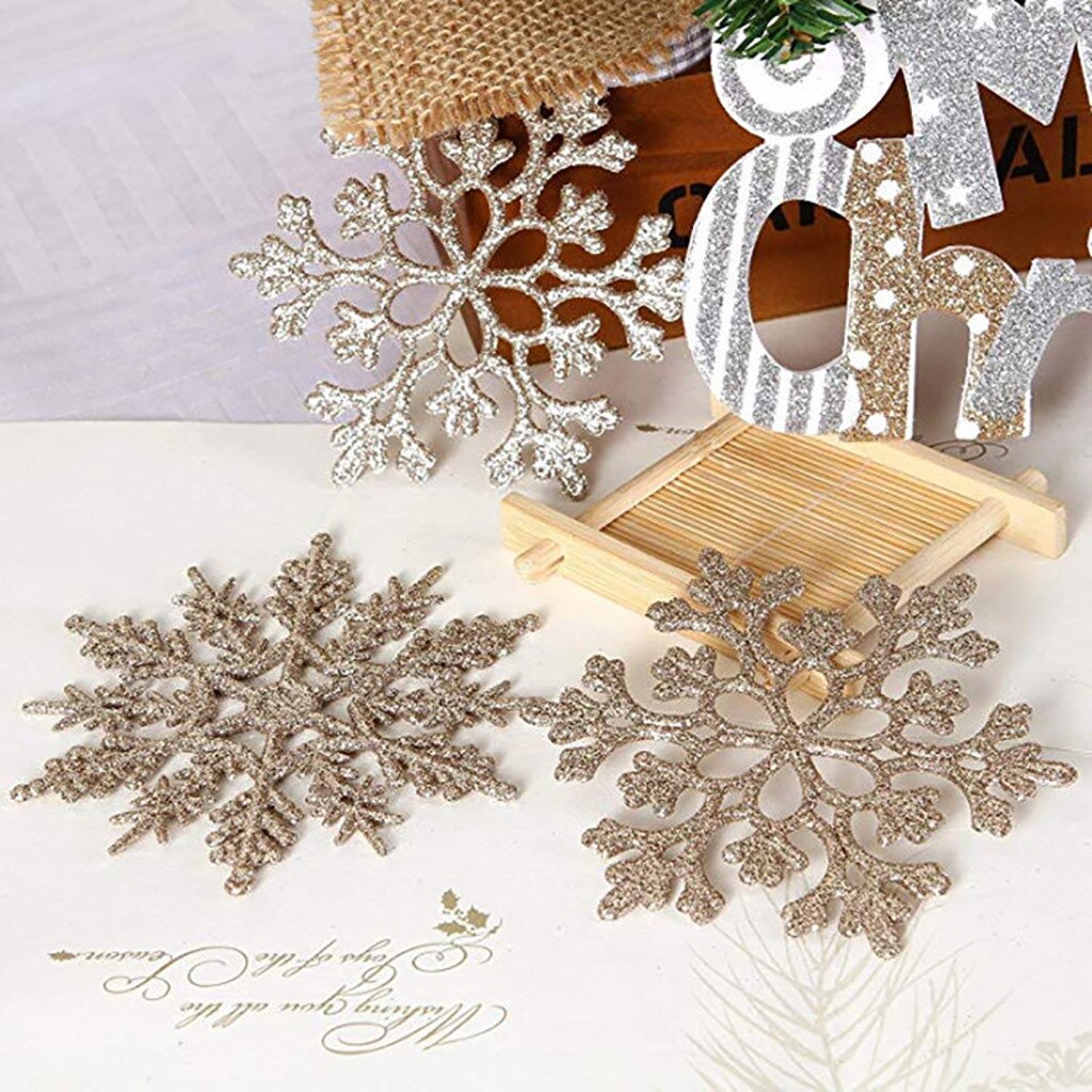 10Pcs Glitter Snowflake Christmas Ornaments Xmas Tree Hanging Decoration 10cm Christmas Decoration boże narodzenie