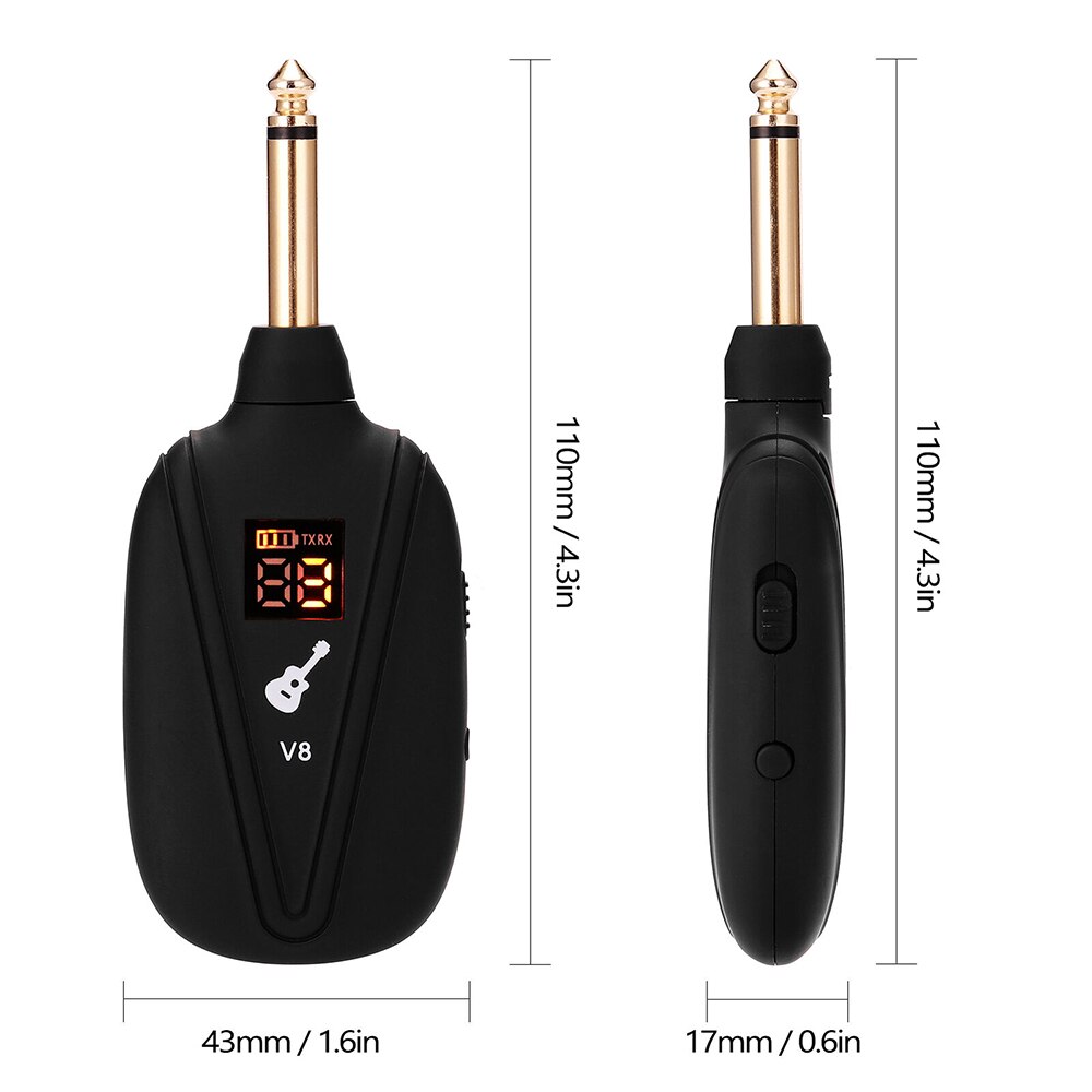 V-8 Système Guitare Sans Fil Rechargeable 4 Canaux Émetteur Guitare Récepteur Guitare Électrique Basse Ramasser pour Pièces De Guitare