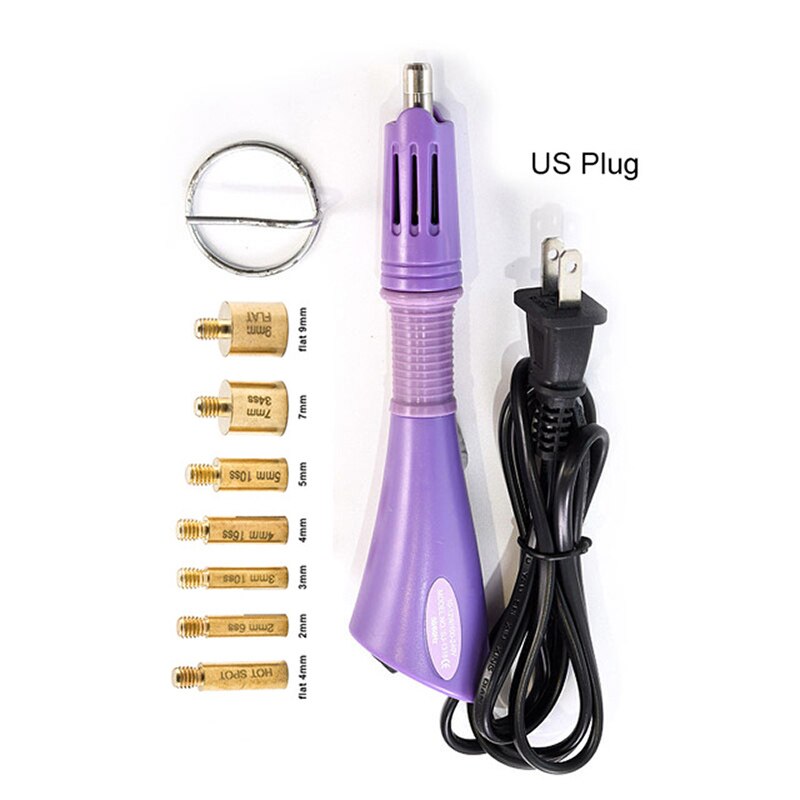 Fix Strass Set/Eu Of Us Plug Hotfix Applicator Fix Crystal Glass Rhinestone Iron-On Wand voor Kleding Schoenen: US Plug purple