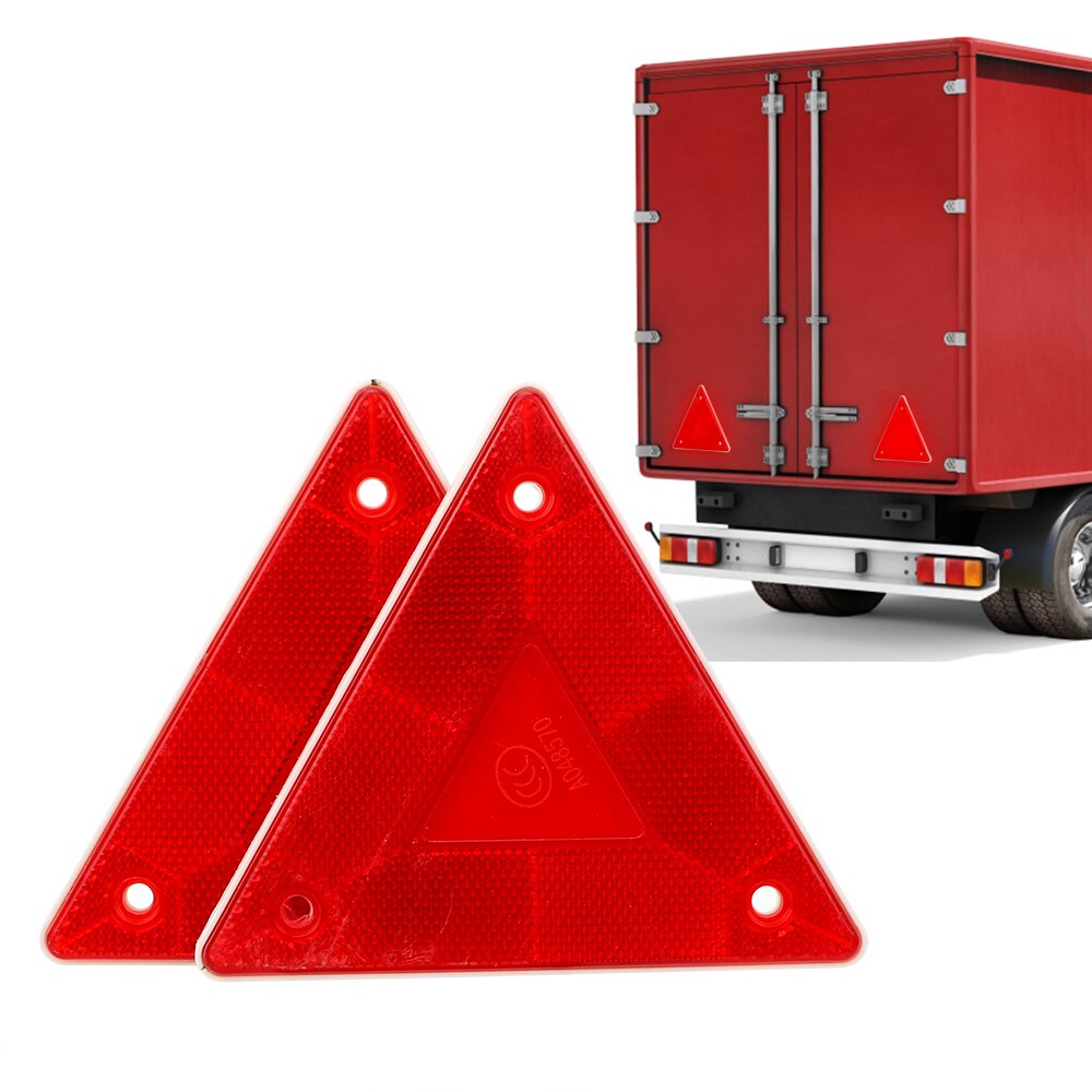2 Pieces Safety Triangle Warning Reflector Stop Warning Sign Truck Plate Rear Light Red Reflective Sign Board