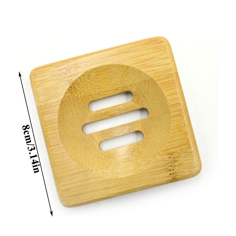 Brown Bamboo Soap Tray Shower Plate Box Container Bathroom Accessories Home & Living Soap Dish Soap Rack Storage for Bath Shower: square
