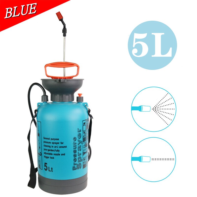 Knapsack Garden Sprayer 5L Hand Pressure Sprayers Spray Bottle for Yard Lawn Gardening Adjustable Air Pump Water Sprayers Bottle: 5L Blue
