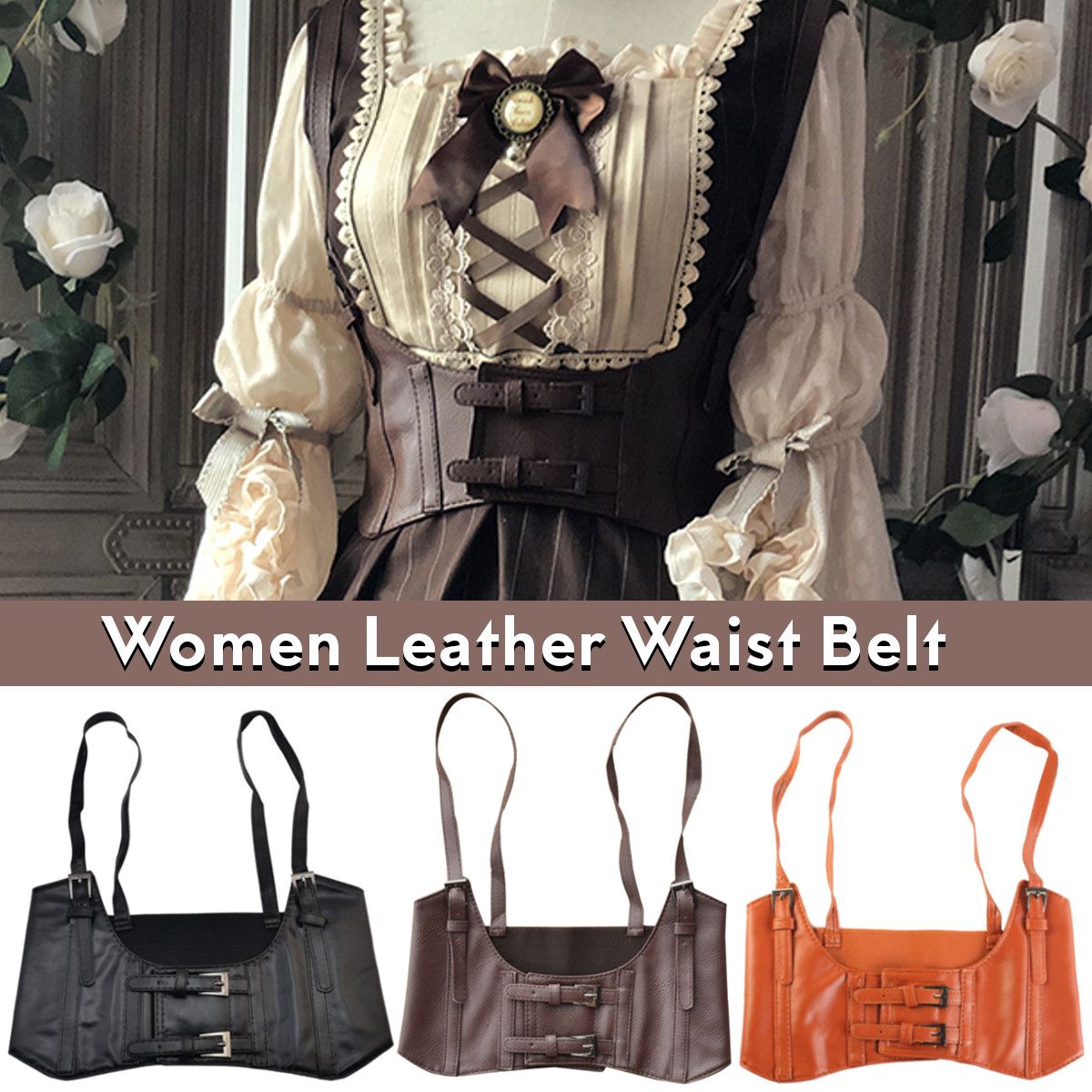 Brand Vintage Women's Corset vest Steampunk Harness Stretchy Waistcoat Wide Cincher with Buckle Cummerbunds