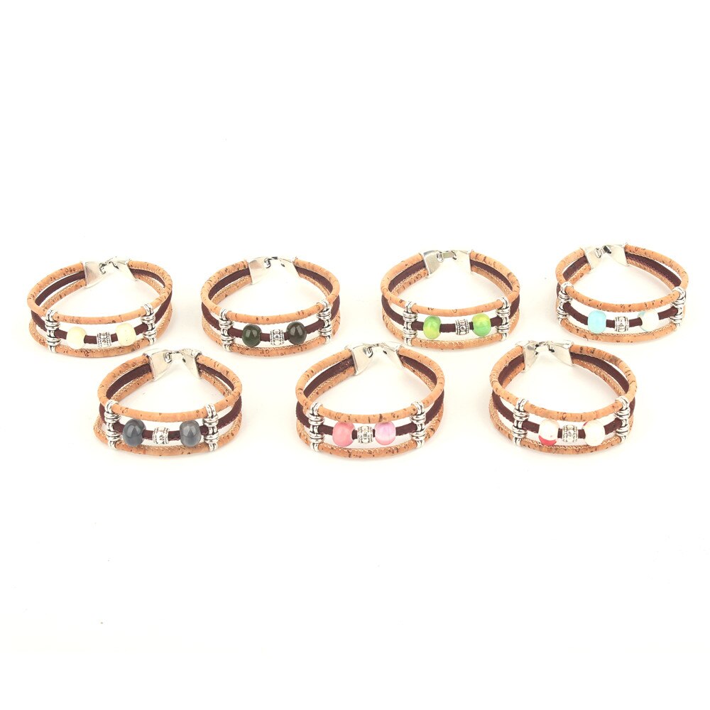 Perles en céramique de liège naturel femmes bracelet fait main original femmes bijoux en bois BRW-026