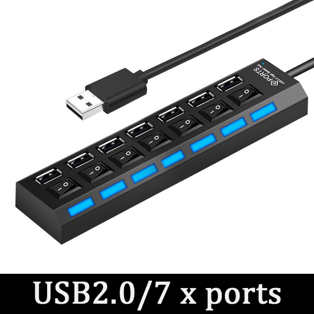 USB 3,0 Hub USB 2,0 Multi USB Splitter Hub 100cm Cable de largo expansor múltiple para ordenador portátil accesorios de PC adaptador Usb: MARRÓN