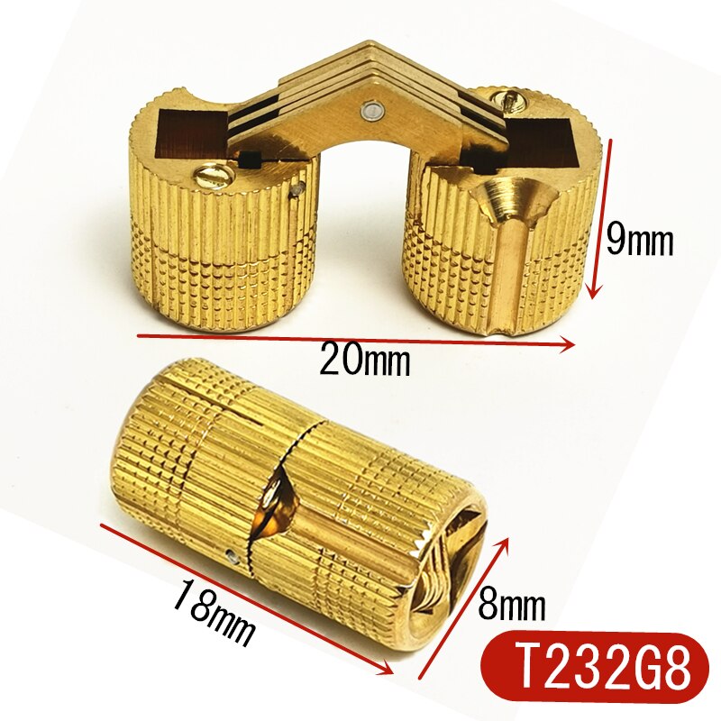 2pcs 8-24 mm Pure Copper Brass Furniture Hinges Cylindrical Hidden Cabinet Concealed Invisible Door Hinges For Hardware Box: 8mm