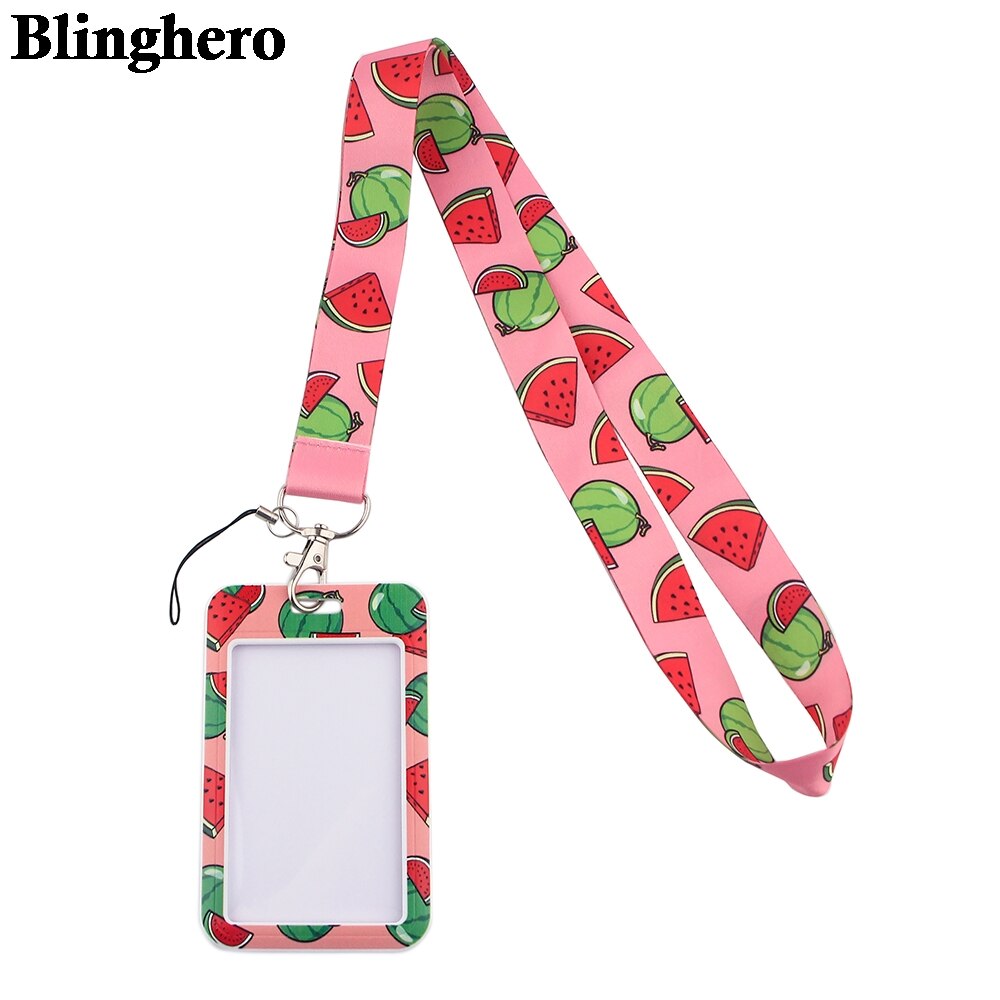 CB226 Watermeloen Fruit Sleutelhanger Lanyard Leuke Telefoon Charme Mobiele Telefoon Draagriem Roze Lanyards Voor Sleutels Id Badge Key Card houder