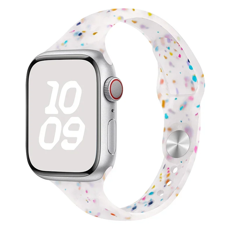 Slanke siliconen band voor Apple Watch Ultra 44 mm band 41 mm 45 mm correa 38 mm 40 mm 49 mm Sportarmband iWatch serie 8 7 6 5 se 4 3: Zilver wit / 12mm