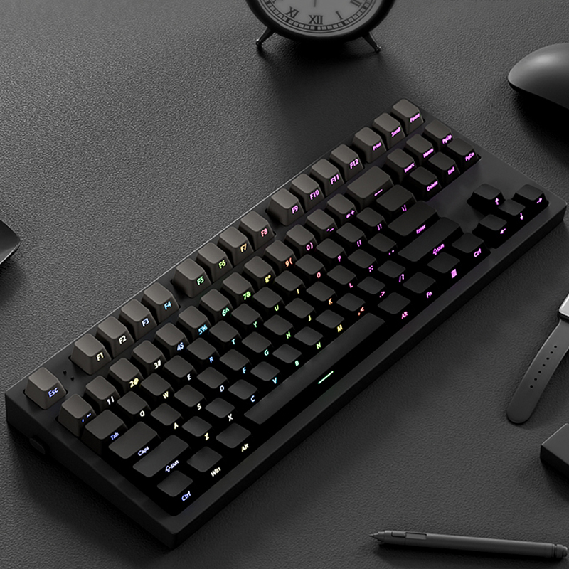 Gradient Gray Cherry Profile Side Printed PBT Keycaps Double Shot RGB Backlit Keycaps 135 Keys for Cherry MX Switches Keyboards